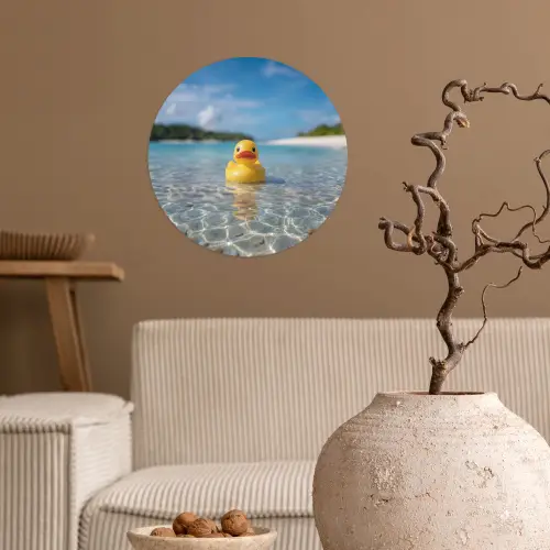Tropisch - Badeend - geel Wandcirkel behangsticker klein -sfeer1
