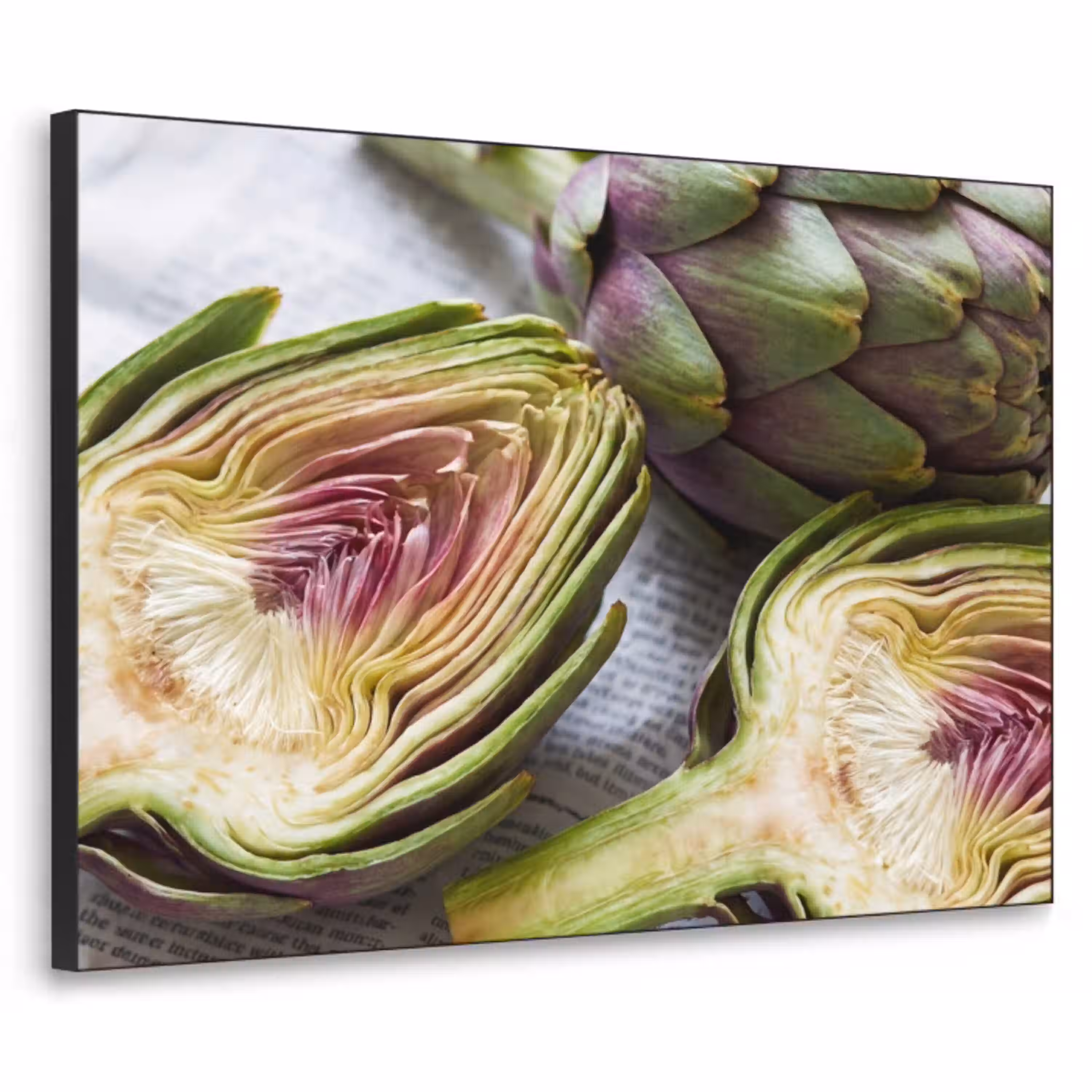 Artisjok - Doorgesneden - Eten Textielframe zwart klein -3d
