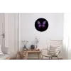 Vlinder - Paars - Levendig Wandcirkel aluminium klein -woonkamer