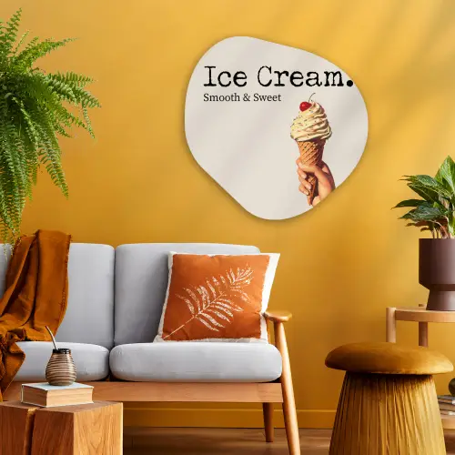 Ice cream - Softijs - Kleurrijk - Kers Wandcirkel Organisch Aluminium middel -sfeer4
