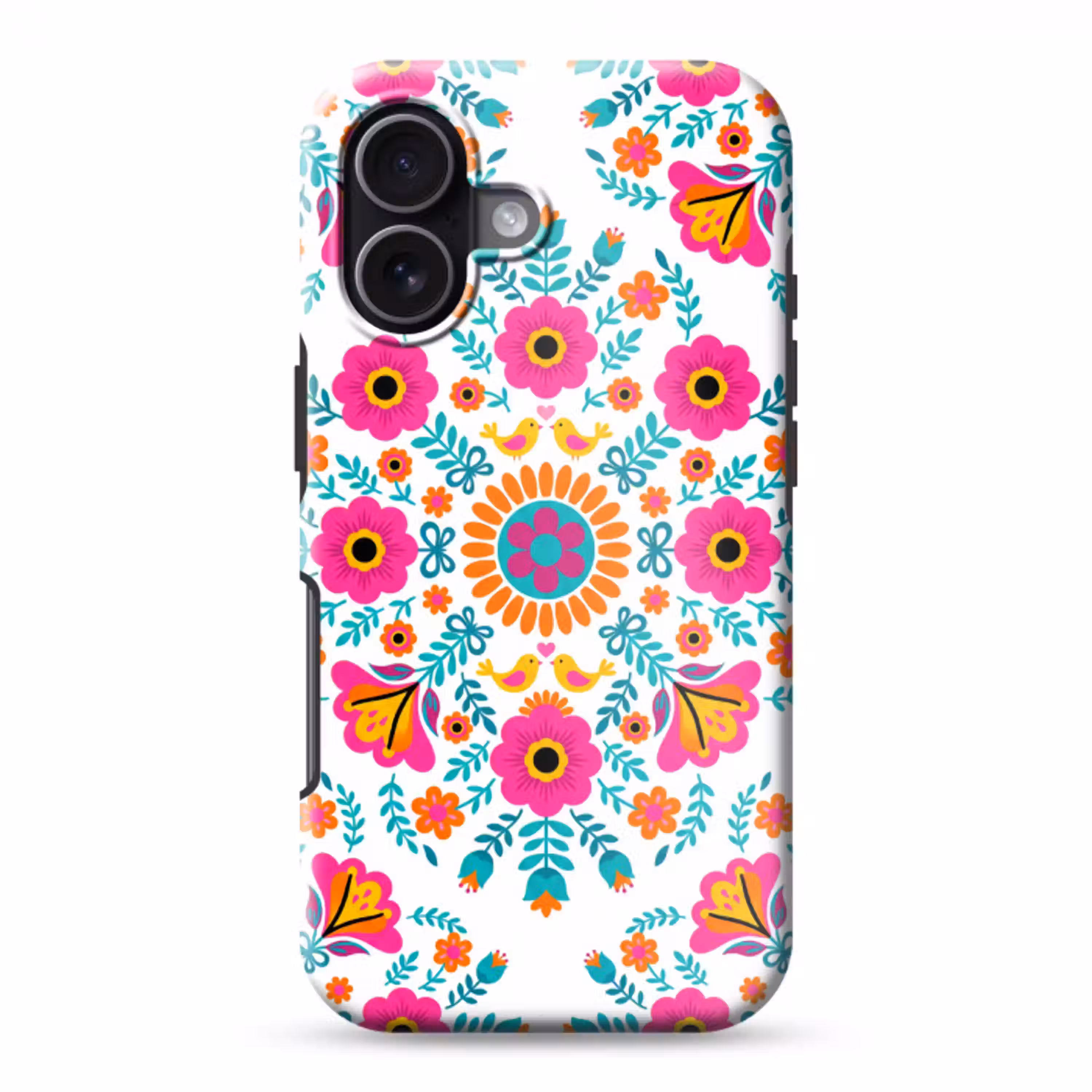 Bloemen - Vogel - Patroon - Kleurrijk - Modern Toughcase MagSafe Apple iPhone 17 klein -3d