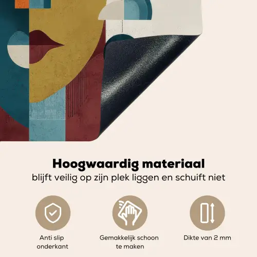 Geometrisch - Strakke vormen - Kleurrijk Inductie beschemer met haakjes middel -ky-onderkant-nl