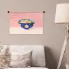 Noodles - Kom - Blauw - Illustratie Wandkleed katoen klein -sfeer4