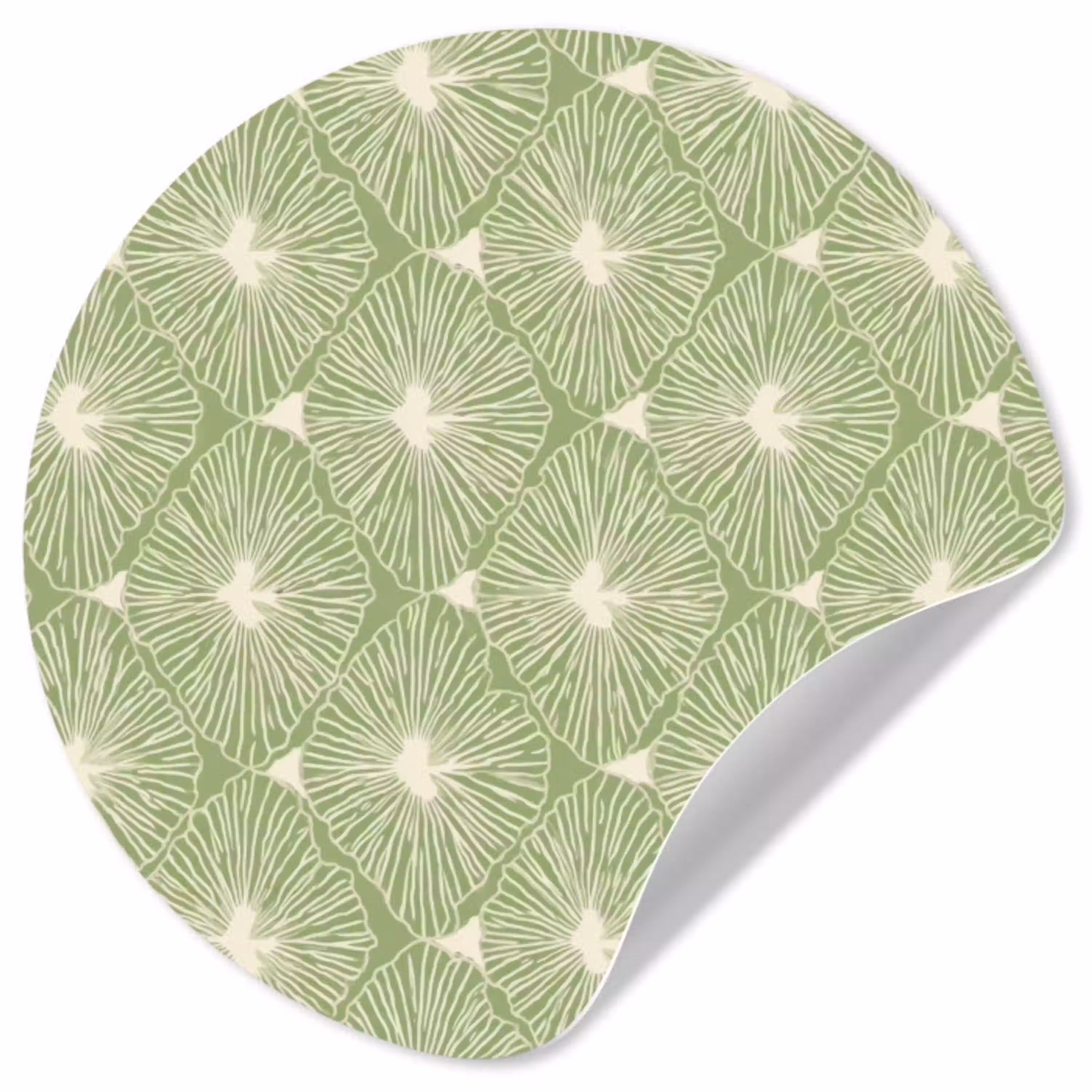 Saliegroen - Botanisch - Ruiten - Organisch - Patroon Wandcirkel behangsticker klein 186 -3d