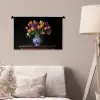 Tulpen - Kleuren - Hout - Vaas Wandkleed katoen klein -sfeer4