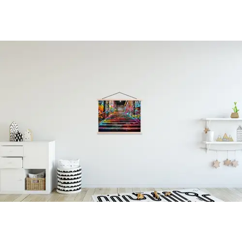 Trap - Graffiti - Kleuren - Kunst textielposter latten blank klein -kinderkamer