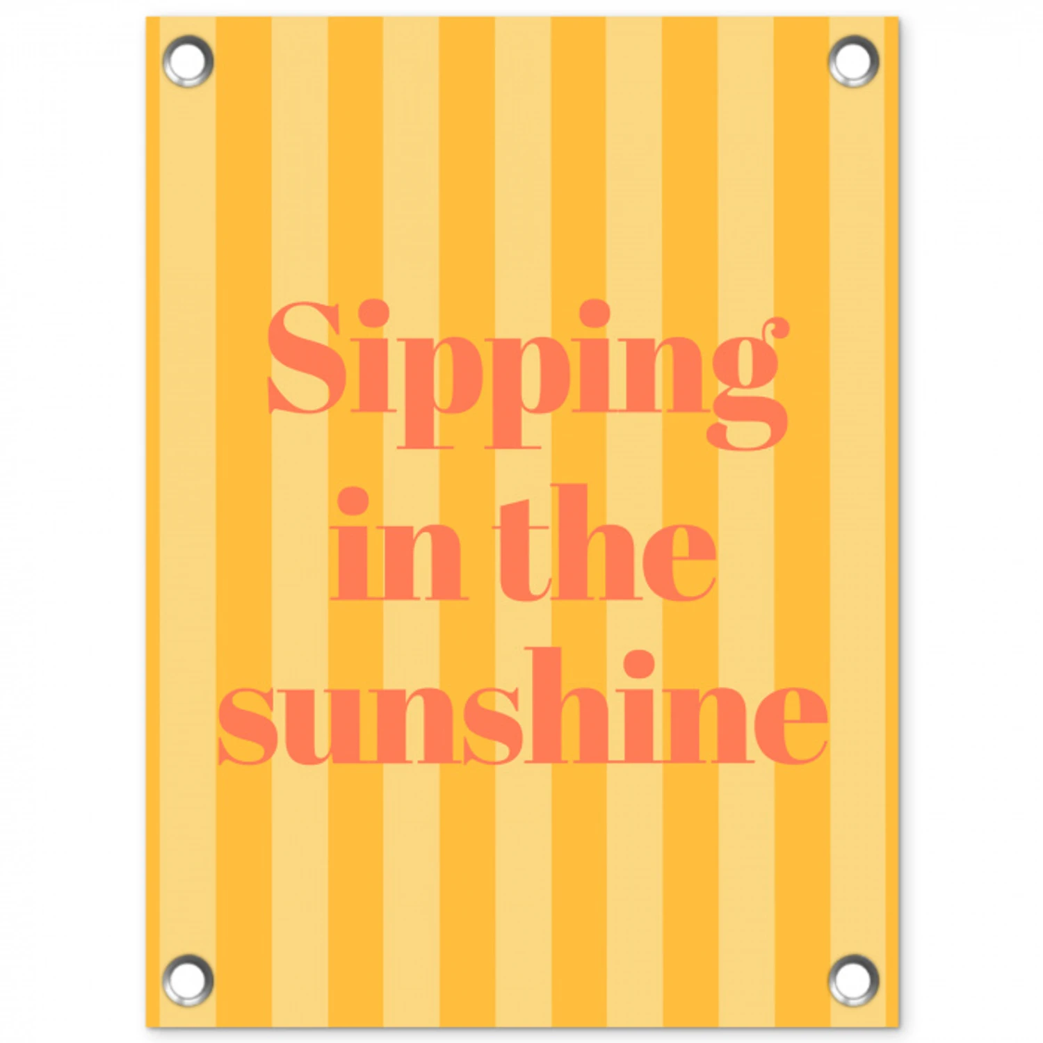 Gestreept - Geel - Sunshine - Letters tuinposter los doek klein -3d