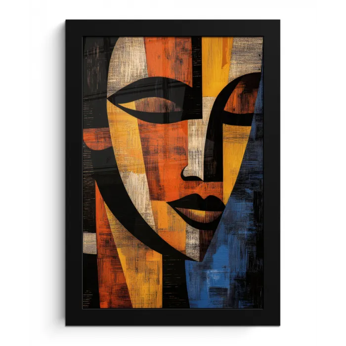 Abstract - Portret - Kleurvakken fotolijst zwart zonder passe partout klein -3d