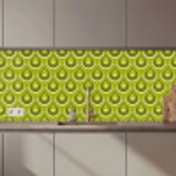 Patronen - Retro - Regen - Druppel - Groen keuken achterwand 2 middel 871 zz_3dshopping