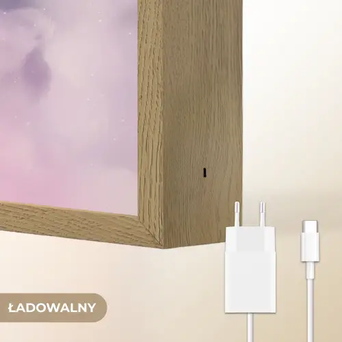 Eenhoorn - Paars - Sterrenhemel - Maan Light Box met batterij (Wandlamp kind) middel -USP_websiteoplaadbaarNL