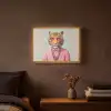 Tijger - Strik - Jasje - Roze Light Box met batterij (Wandlamp) middel -sfeer4