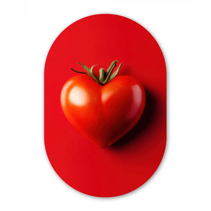 Tomaat - Rood - Hart Wandcirkel Ovaal Forex klein -3d