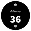 Effen - Zwart - Klassiek Naambord Rond klein -3d