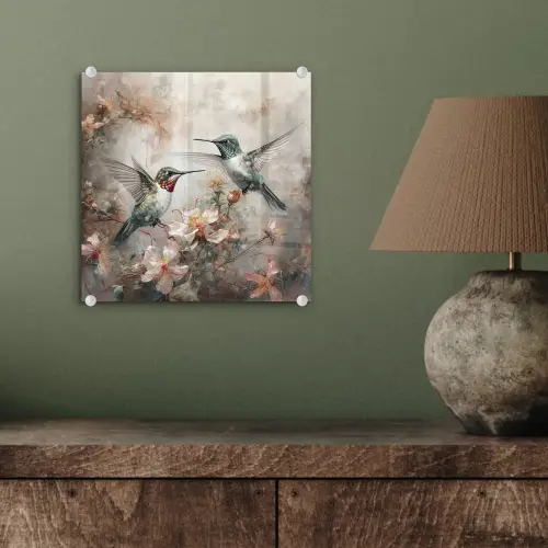 Kolibrie - Vogels - Bloemen - Planten plexiglas 5mm klein -sfeer3