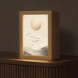 Landschap - Japandi - vogel Light Box met kabel (Tafellamp) klein -z3d_website