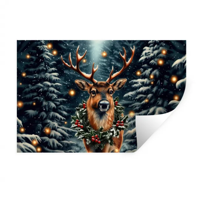 Kerst - Magie - Bos - Kleurrijk Muursticker klein -3d
