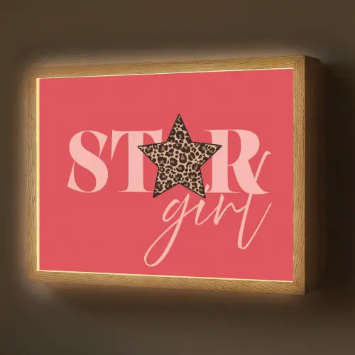 Star girl - Rood - Panter - Ster Light Box met batterij (Wandlamp) middel -z3d_website