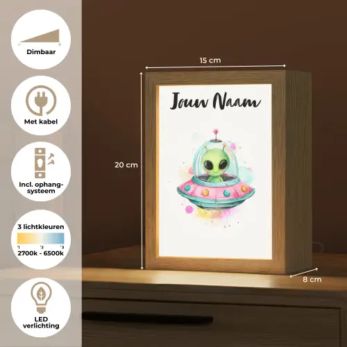 Alien - Ufo - Kleurrijk Light Box met kabel (Kinderlampje) klein -USP_NL