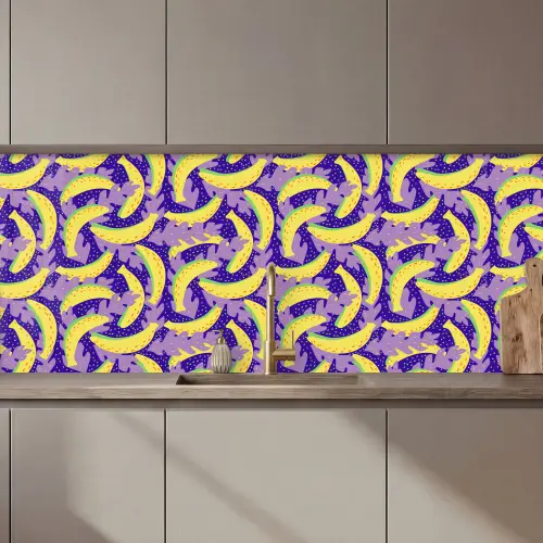 Bananen - Bladeren - Paars keuken achterwand 2 middel 871 zz_3dshopping