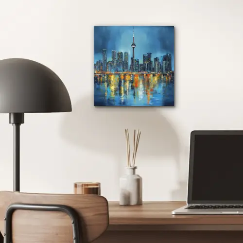 Skyline Toronto - Water - Stadslichten - Toren aluminium wit klein -sfeer5
