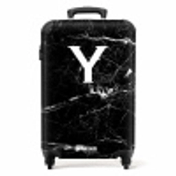 Letter Y - Marmer - Zwart - Marmerlook NBS - Handbagage koffer - Unisex middel -productfoto_recht