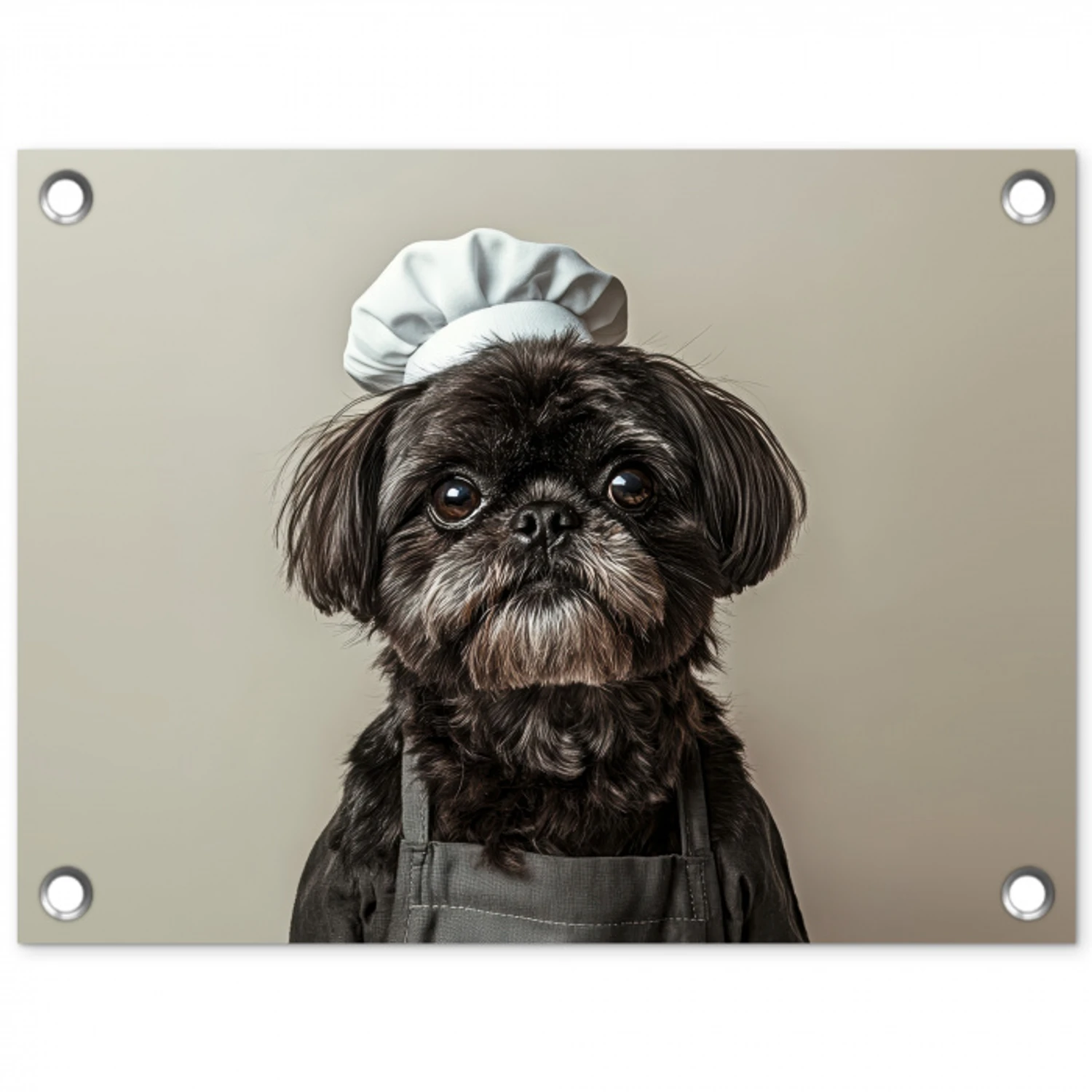 Kokskleding - Zwart - Hondje tuinposter los doek klein -3d