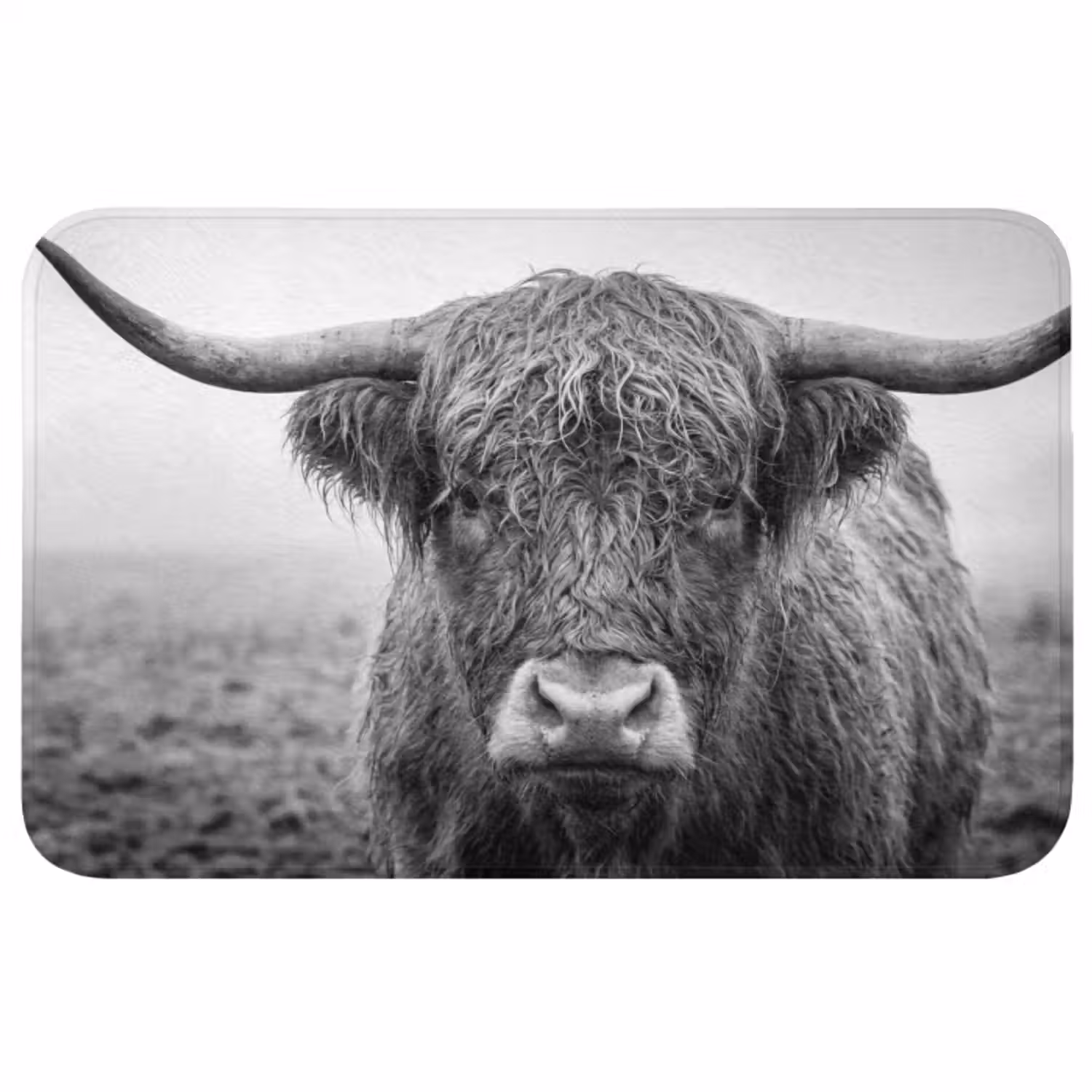 Badmat - Schotse hooglander - Zwart - Wit - Gras