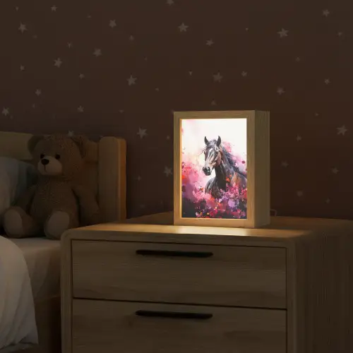 Paard - Dieren - Meisje - Roze Light Box met kabel klein -sfeer1_kind