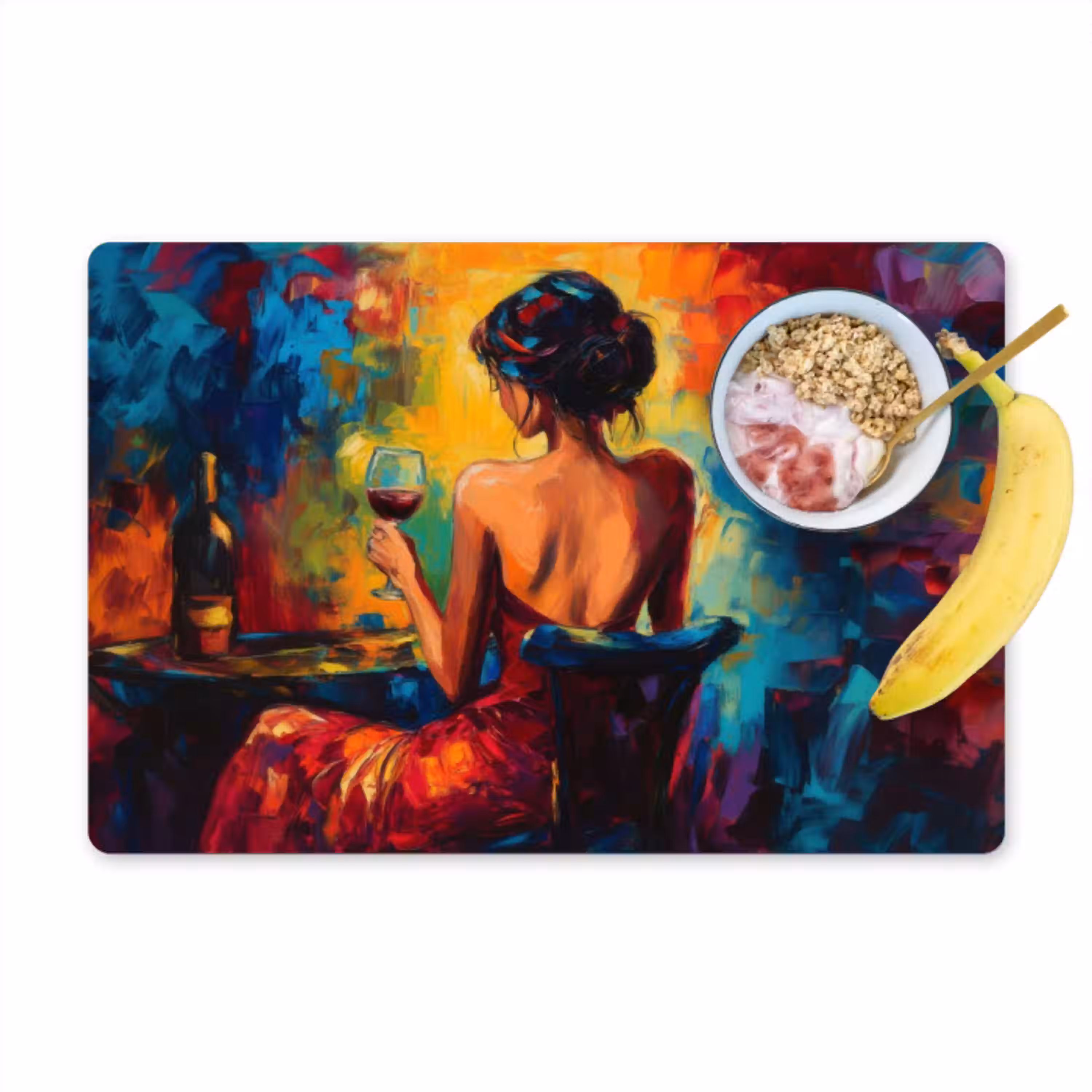 Wijn - Vrouw - Sfeervol - Kleurrijk Placemat vinyl groot -zzzproduct_Kitchenyeah-website