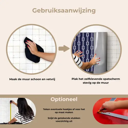 Oceaan - Touw - Blauw - Wit keuken achterwand spatscherm klein 900 -gebruiksaanwijzing_NL
