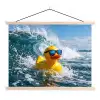 Badeend - Stoer - Golven textielposter latten blank klein -3d