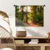 Bos - Pad - Bomen - Groen - Zon - Natuur Wandkleed katoen klein -sfeer5