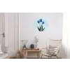 Tulpen - Blauw - Bladeren Wandcirkel aluminium klein -woonkamer