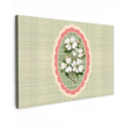 Bloemen - Illustratie - Geruit - Groen Tuinposter op houten frame 2 cm dik klein -3d