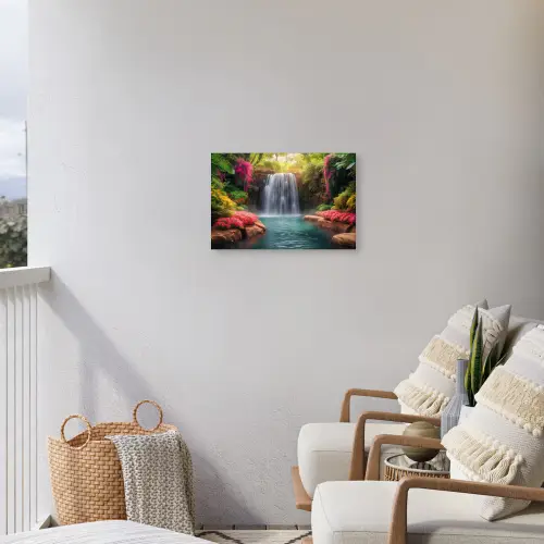 Betoverende Waterval in de Tropen Tuinposter op houten frame 2 cm dik klein -sfeer1
