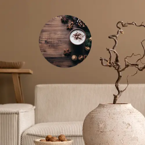 Winter - Houtlook - Stilleven Wandcirkel behangsticker klein -sfeer1