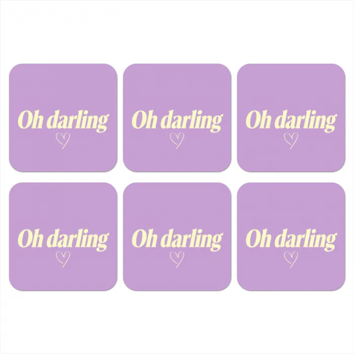 Oh darling - Hart - Paars onderzetter kurk middel -3d