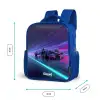 Neon - Raceauto - Lichtstrepen - Paars Kinderrugzak - Blauw middel -productfoto_formaten