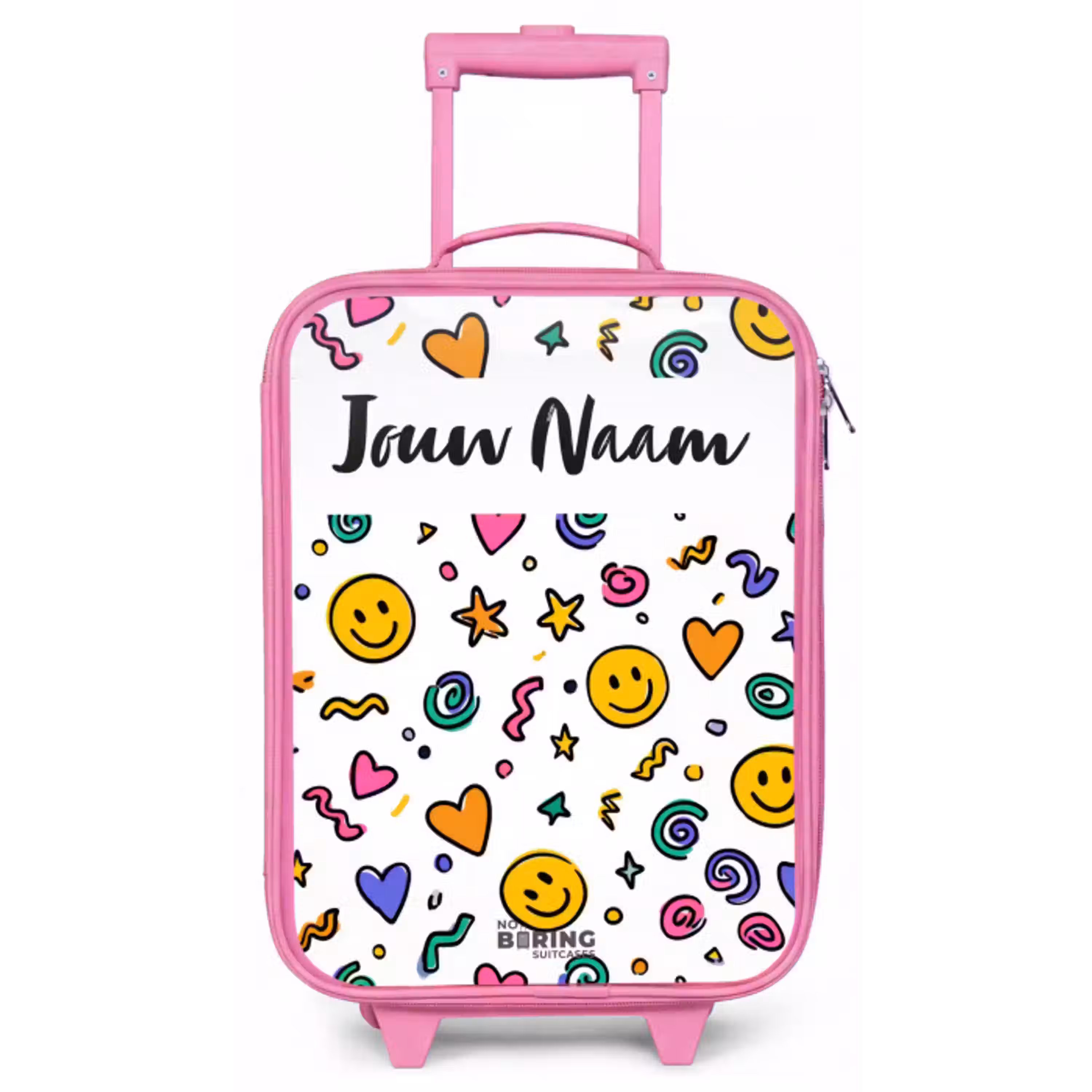 Smiley - Hartje - Ster Kinderkoffer - Roze klein -zz3dotto