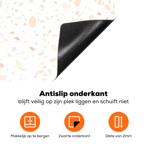 Terrazzo -  Patroon - Wit - Perzik Inductie beschermer vinyl 3mm klein 276 -zzzzzzz-td-onderkant