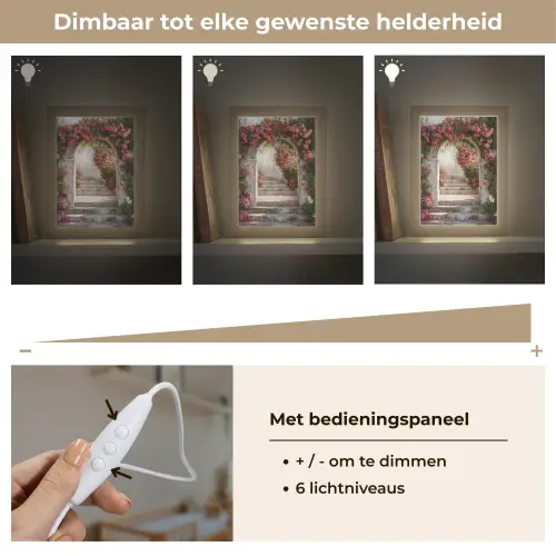 Doorkijk - Rozen - Vintage - Poort Light Box met kabel (Wandlamp) klein -USP_dimbaarNL