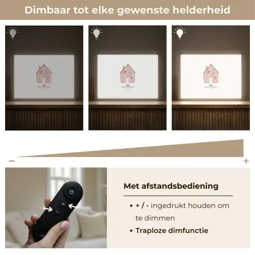 Huisje - Roze - Quote - Moeder Light Box met batterij (Wandlamp) middel -USP_dimbaarNL