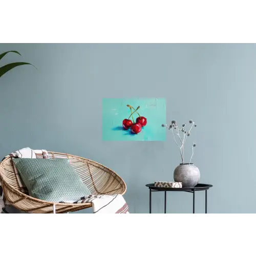 Kersen - Rood - Drie - Geverfd Muursticker klein -plant