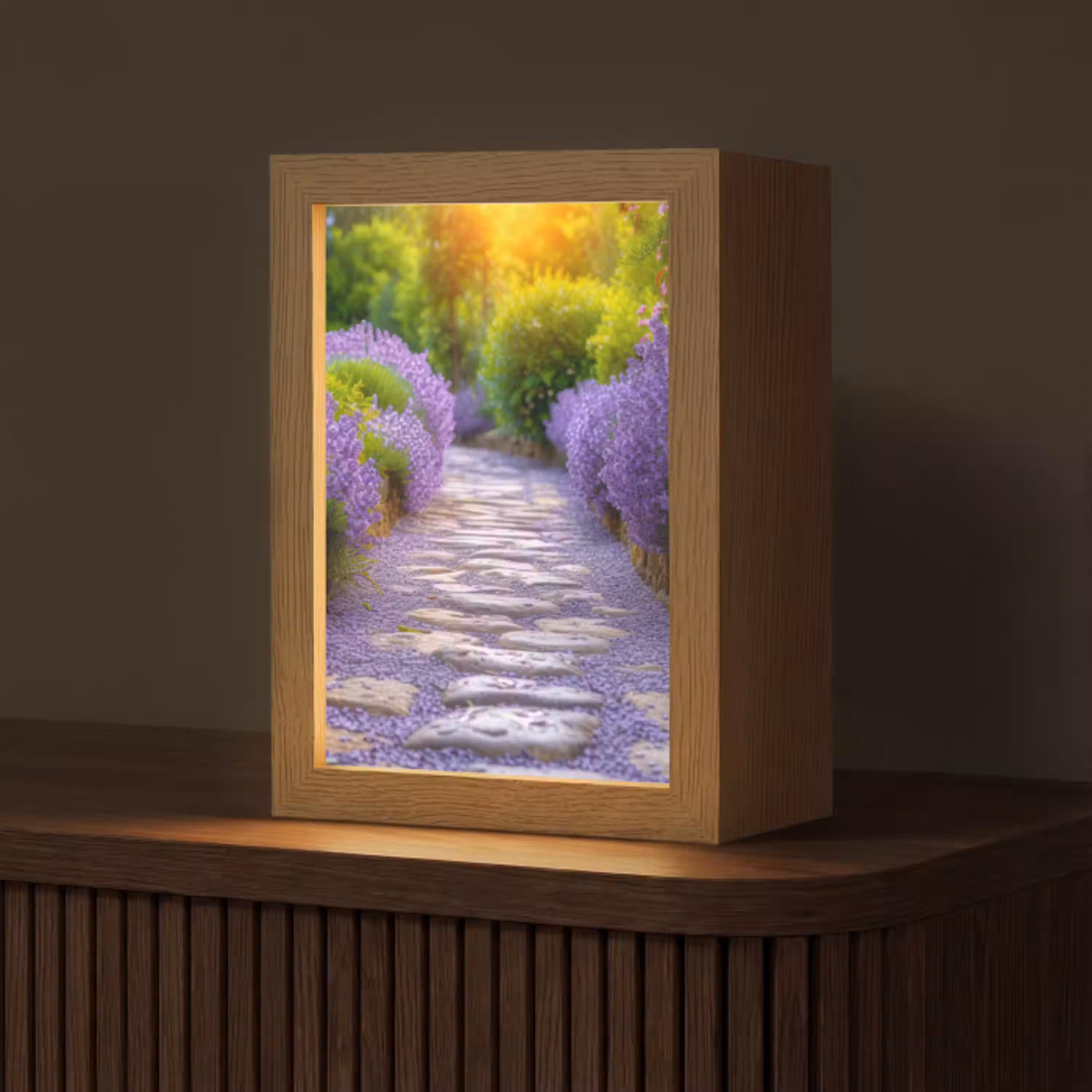 Bloemen - Pad - lavendel - Tuin Light Box met kabel (Tafellamp) klein -z3d_website