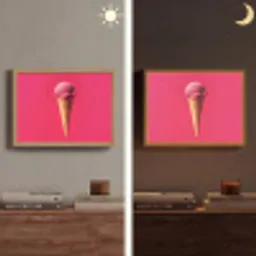 Schepijs - Roze - Hoorntje Light Box met batterij (Wandlamp) middel -sfeer3