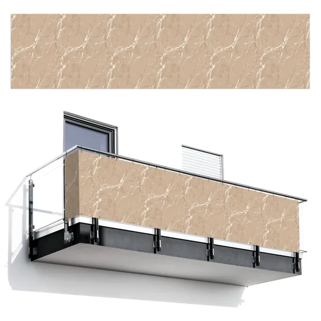 Balkonscherm - Beige - Marmer - Organisch - Wit