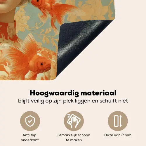 Goudvissen - Oranje - Vrouw - Blond Inductie beschemer met haakjes klein -ky-onderkant-nl