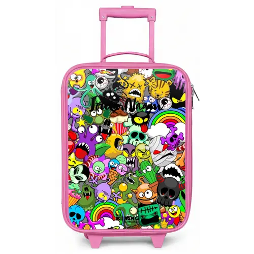 Chaotisch kleurrijk monster patroon Kinderkoffer - Roze klein -zz3dotto