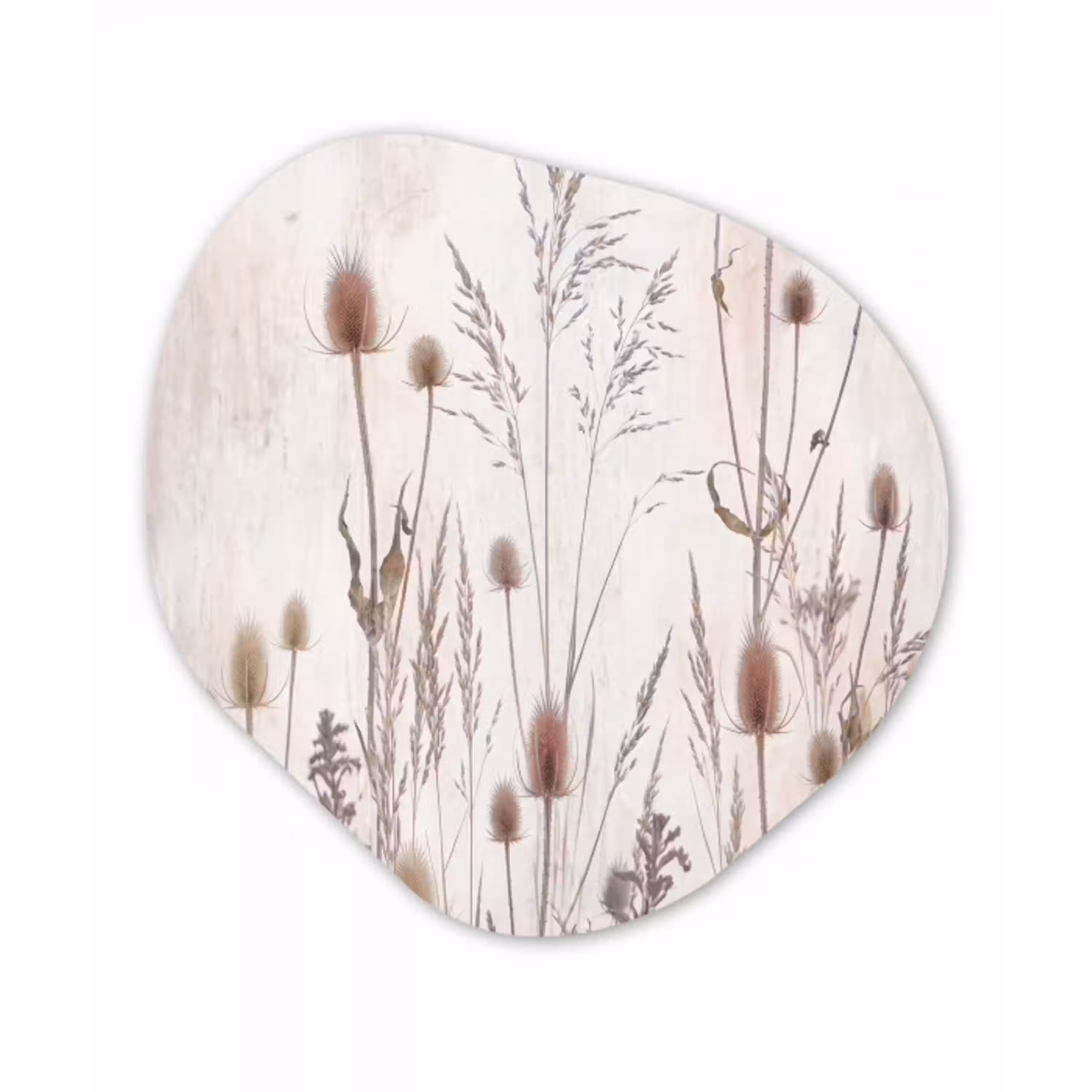 Weidebloemen - Design - Sepia Wandcirkel Organisch Forex 3mm klein -3d