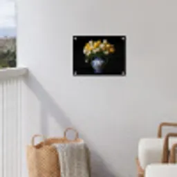 Geel - Tulpen - Vaas - Bloemen tuinposter los doek klein -sfeer8